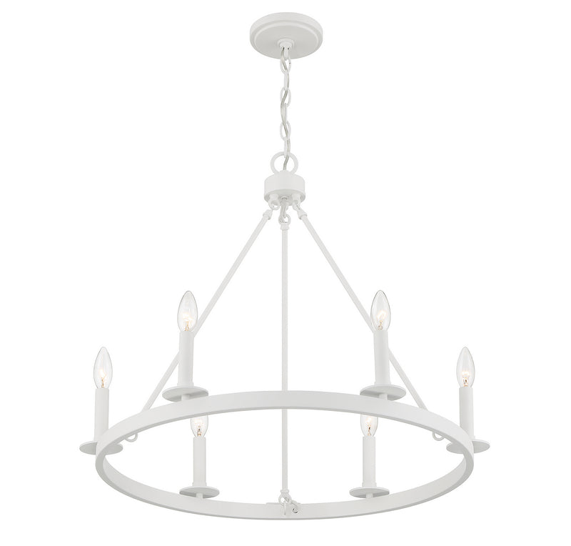 Meridian M10093BQW Six Light Chandelier, Bisque White