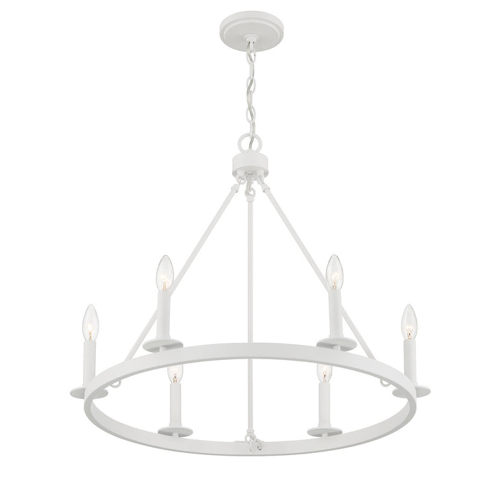 Meridian M10093BQW Six Light Chandelier, Bisque White