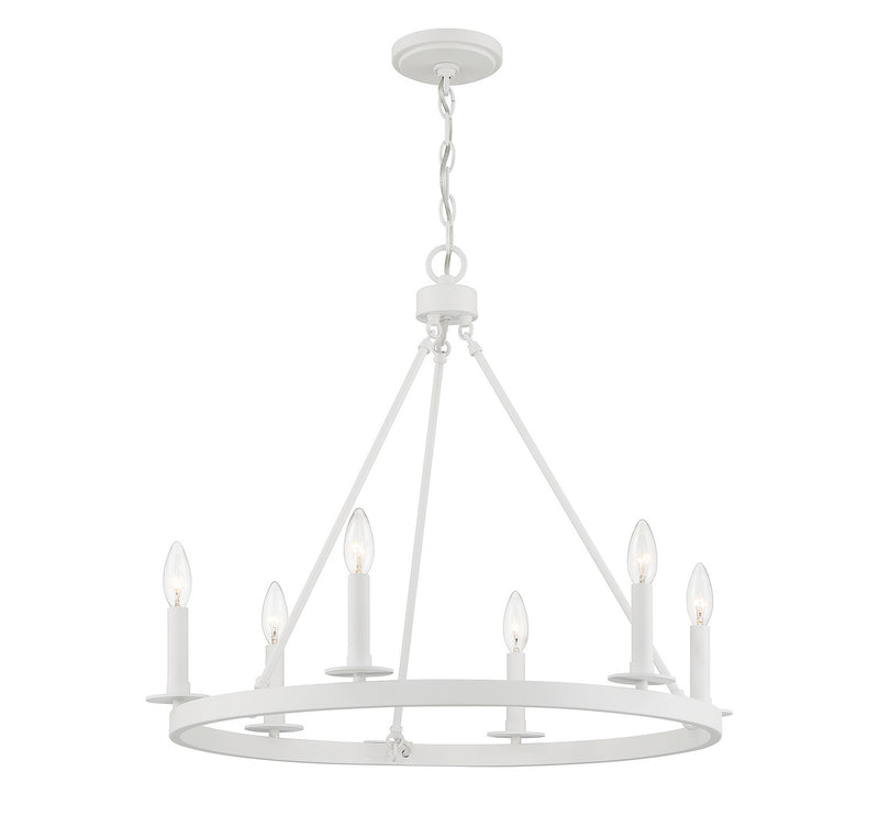 Meridian M10093BQW Six Light Chandelier, Bisque White