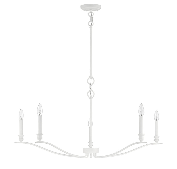 Meridian M10086BQW Five Light Chandelier, Bisque White