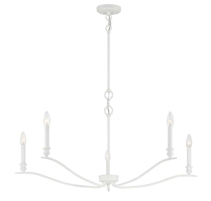 Meridian M10086BQW Five Light Chandelier, Bisque White