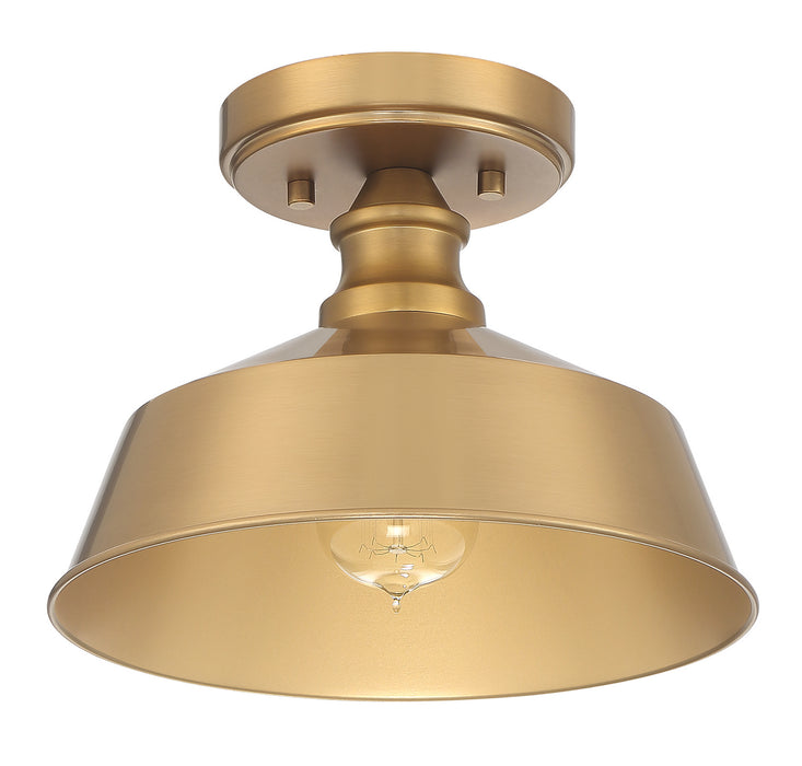 Meridian M60068NB One Light Semi-Flush Mount, Natural Brass