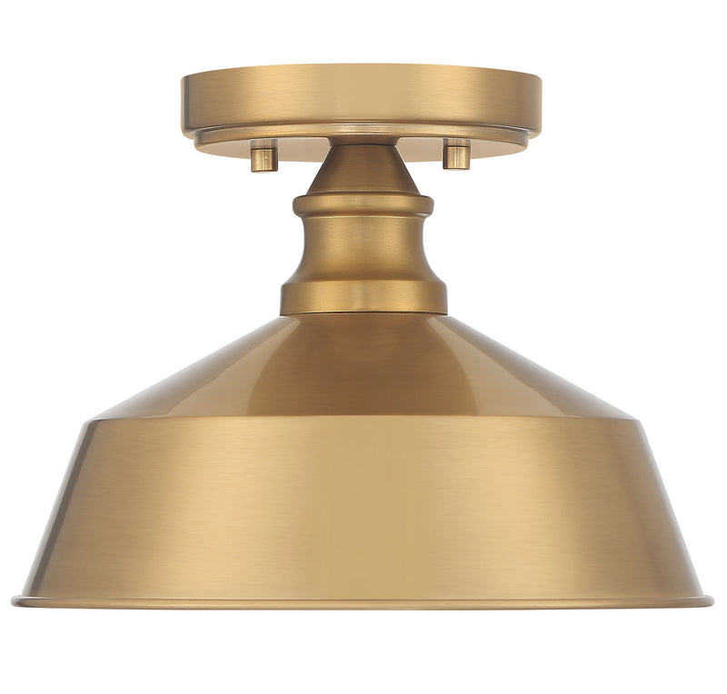Meridian M60068NB One Light Semi-Flush Mount, Natural Brass