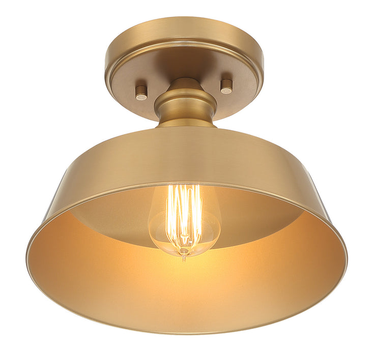 Meridian M60068NB One Light Semi-Flush Mount, Natural Brass