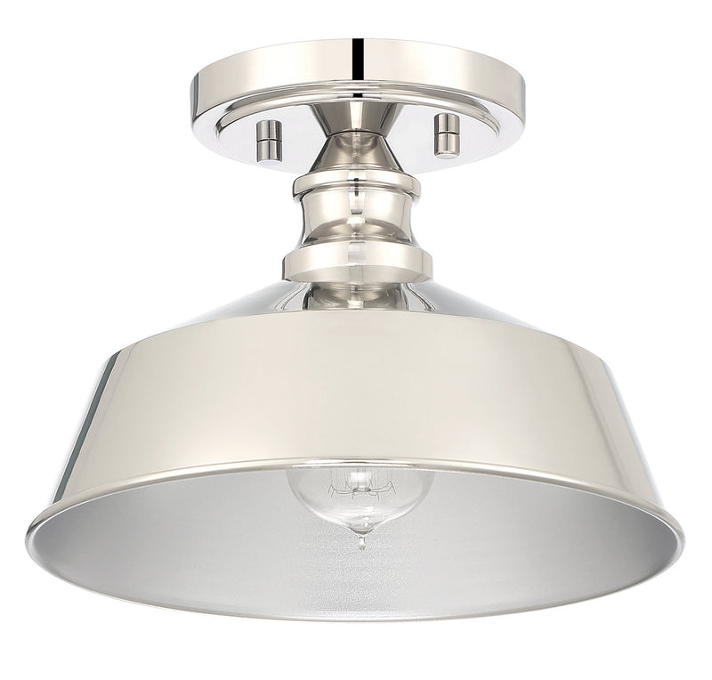 Meridian M60068PN One Light Semi-Flush Mount, Polished Nickel