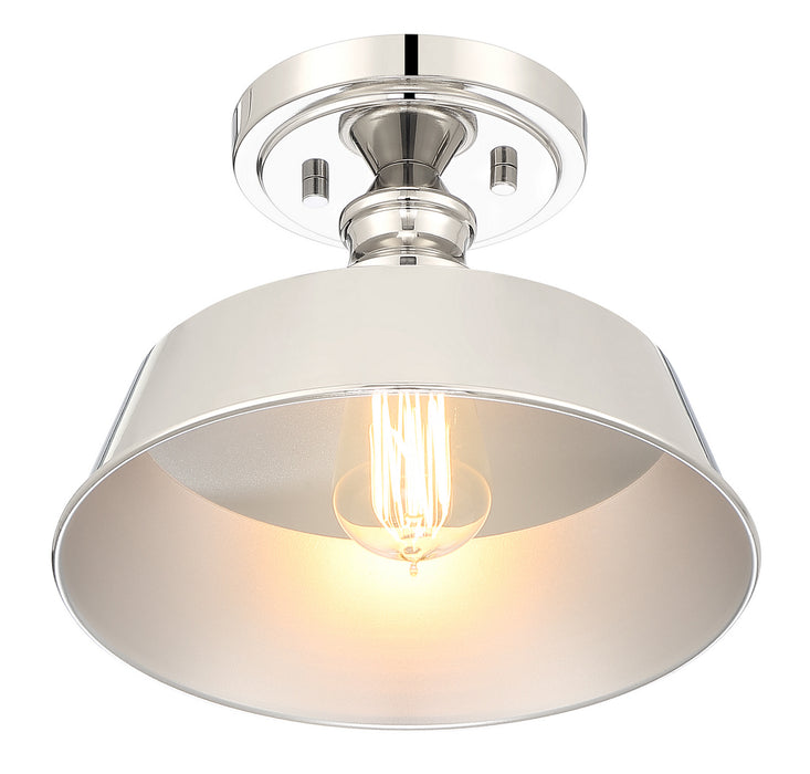 Meridian M60068PN One Light Semi-Flush Mount, Polished Nickel