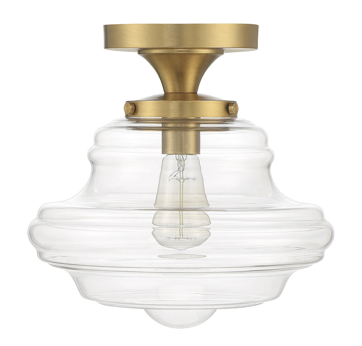 Meridian M60069NB One Light Semi-Flush Mount, Natural Brass