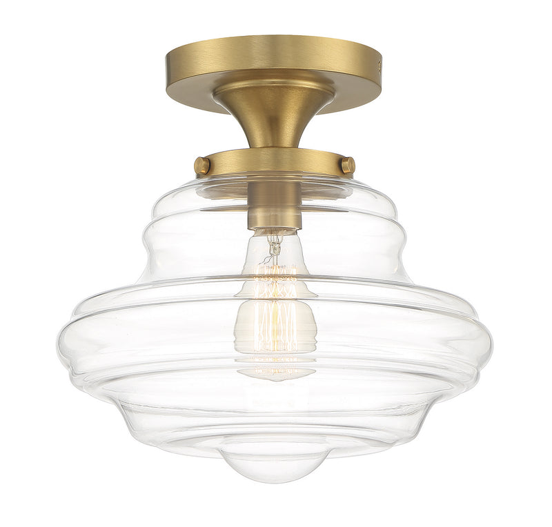 Meridian M60069NB One Light Semi-Flush Mount, Natural Brass