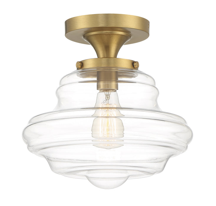 Meridian M60069NB One Light Semi-Flush Mount, Natural Brass