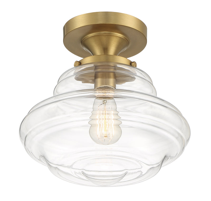 Meridian M60069NB One Light Semi-Flush Mount, Natural Brass