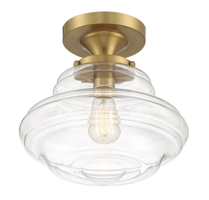 Meridian M60069NB One Light Semi-Flush Mount, Natural Brass