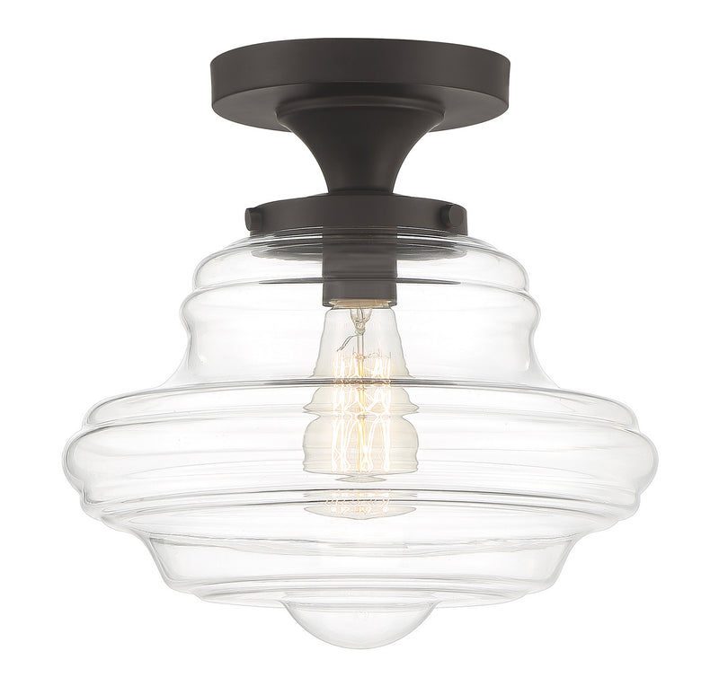 Meridian M60069ORB One Light Semi-Flush Mount, Oil Rubbed Bronze