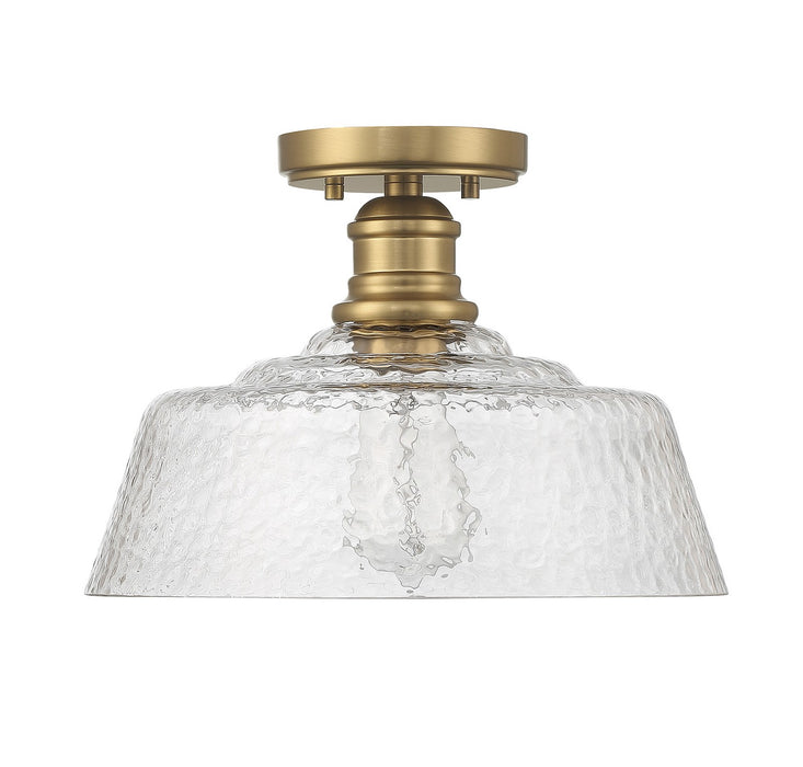 Meridian M60070NB One Light Semi-Flush Mount, Natural Brass