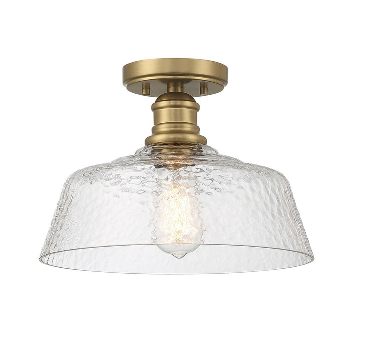 Meridian M60070NB One Light Semi-Flush Mount, Natural Brass