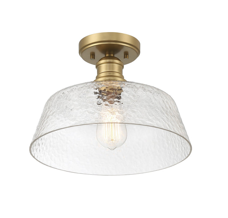 Meridian M60070NB One Light Semi-Flush Mount, Natural Brass