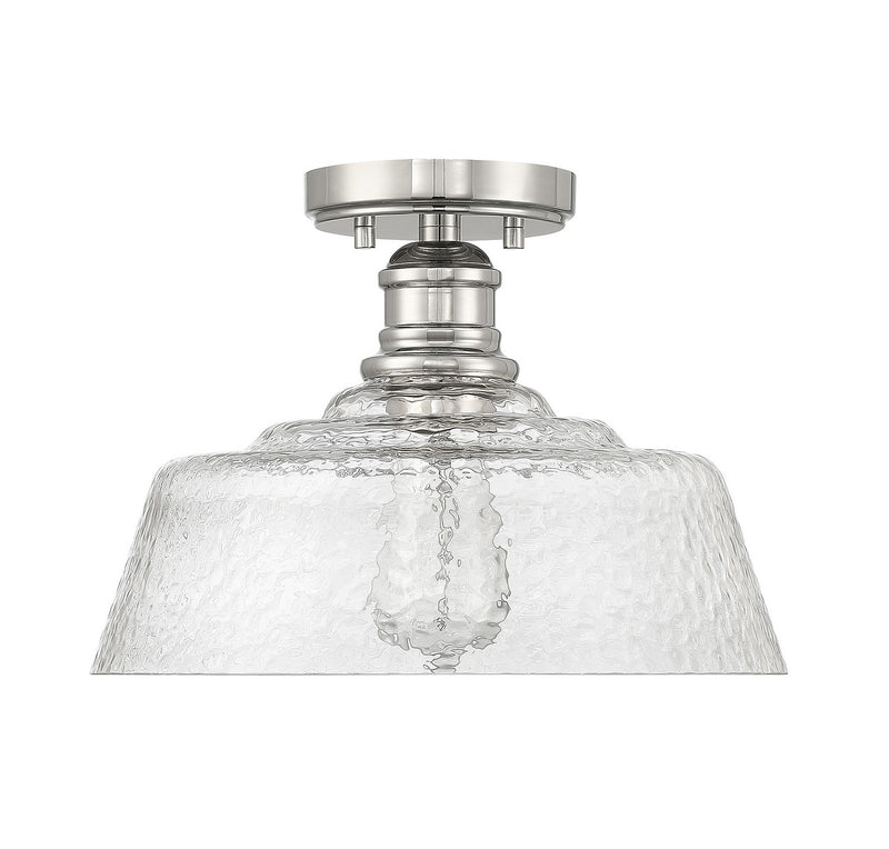 Meridian M60070PN One Light Semi-Flush Mount, Polished Nickel