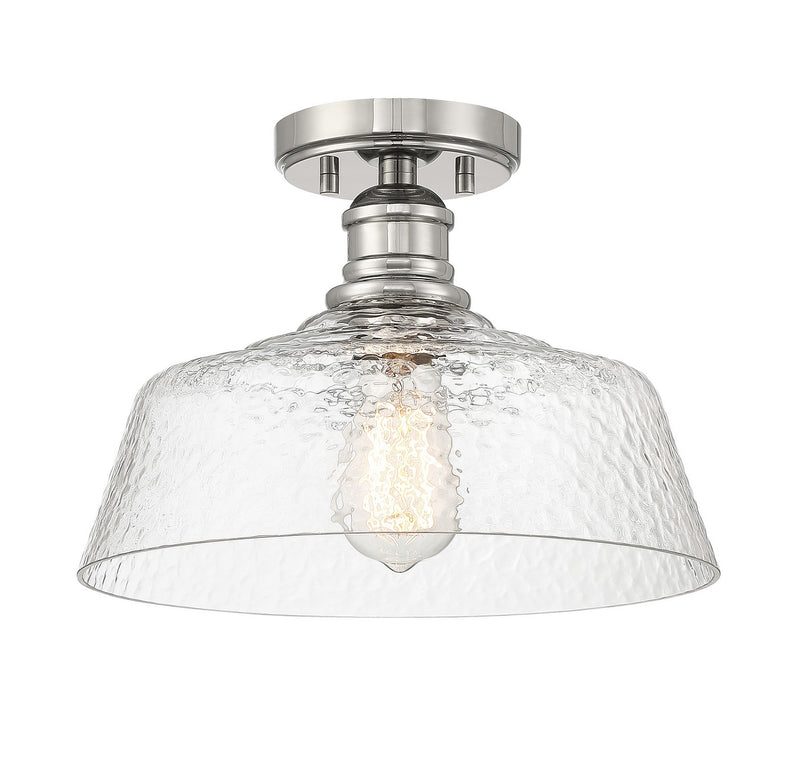 Meridian M60070PN One Light Semi-Flush Mount, Polished Nickel