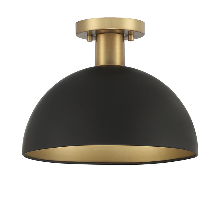 Meridian M60071MBKNB One Light Semi-Flush Mount, Matte Black with Natural Brass