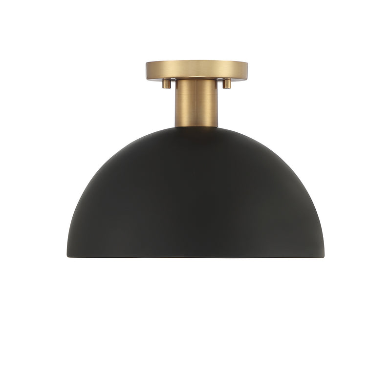 Meridian M60071MBKNB One Light Semi-Flush Mount, Matte Black with Natural Brass