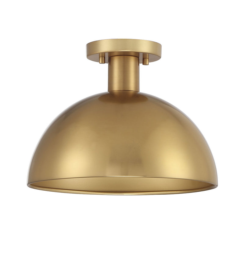 Meridian M60071NB One Light Semi-Flush Mount, Natural Brass