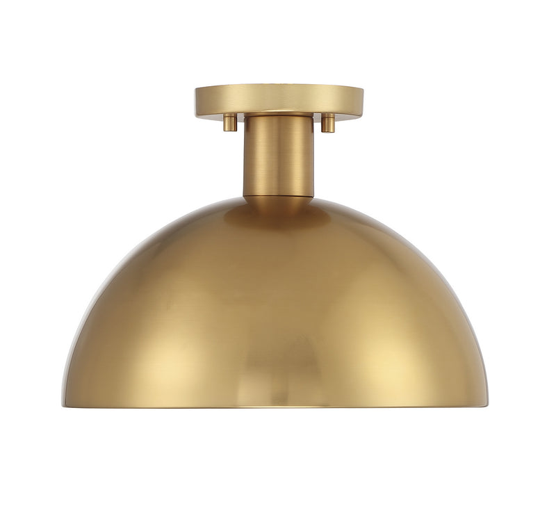 Meridian M60071NB One Light Semi-Flush Mount, Natural Brass