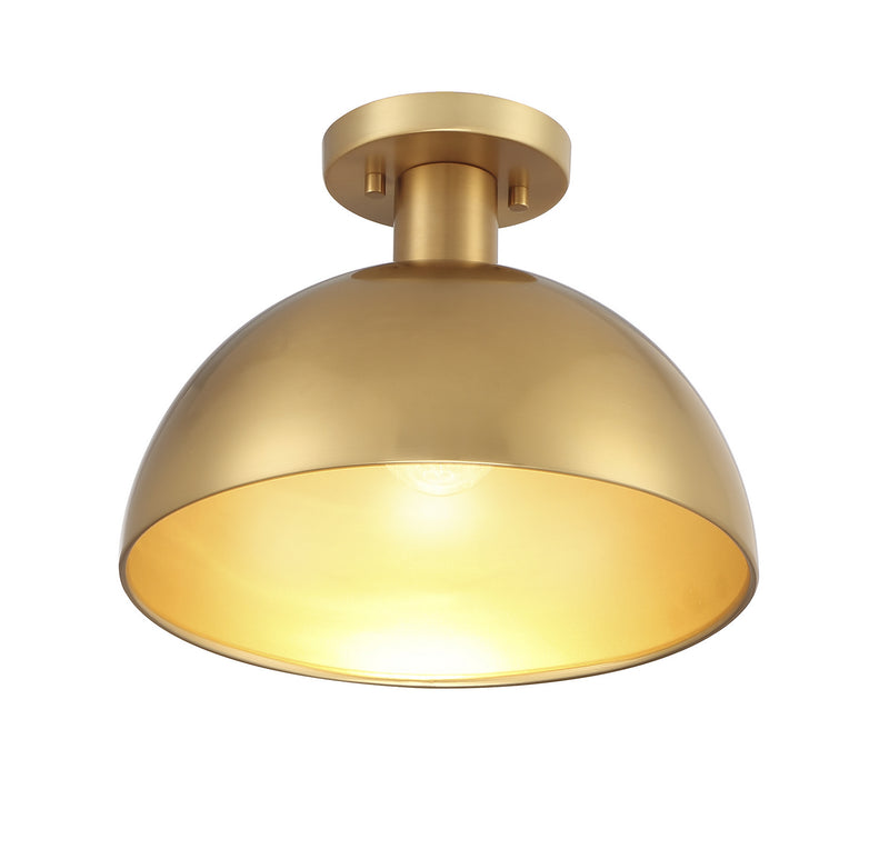 Meridian M60071NB One Light Semi-Flush Mount, Natural Brass