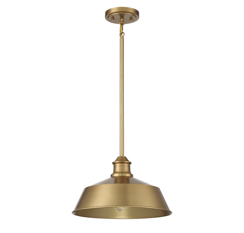Meridian M7021NB One Light Pendant, Natural Brass