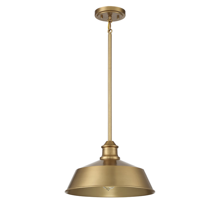 Meridian M7021NB One Light Pendant, Natural Brass