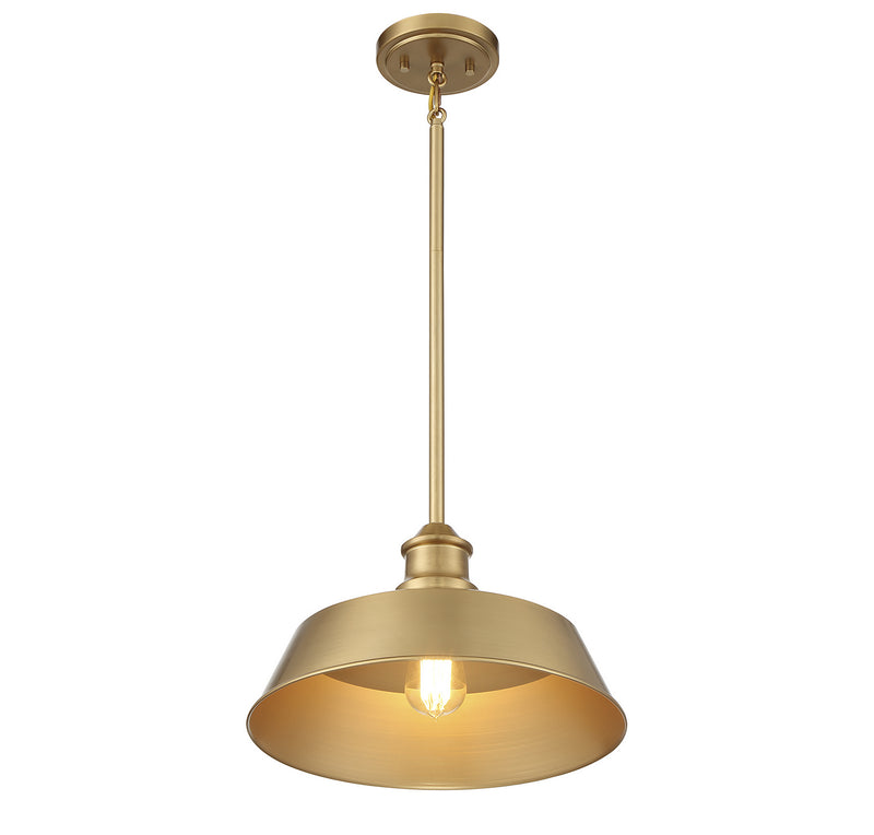 Meridian M7021NB One Light Pendant, Natural Brass