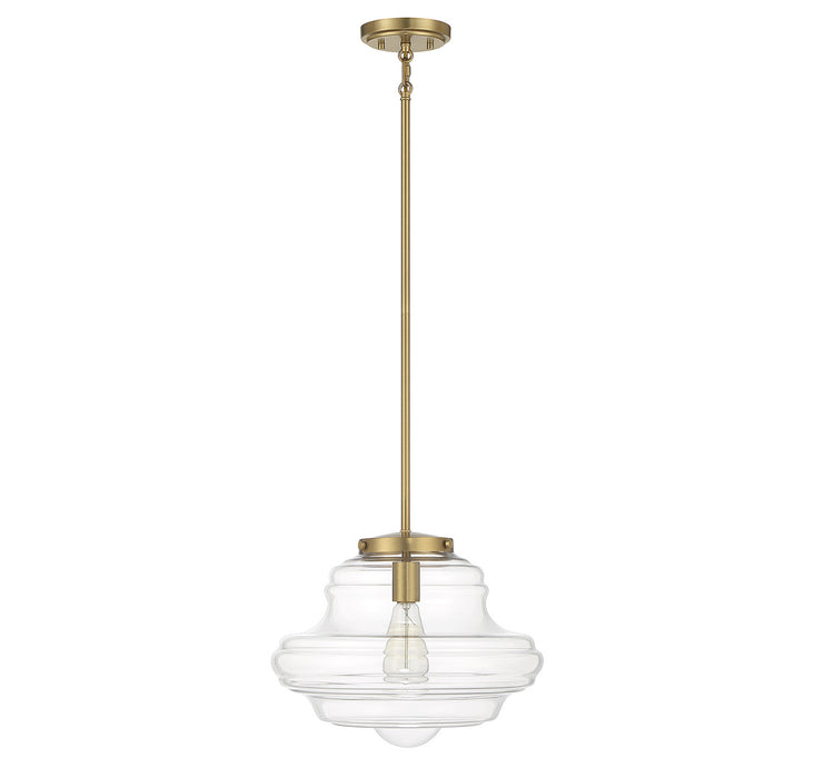 Meridian M7022NB One Light Pendant, Natural Brass