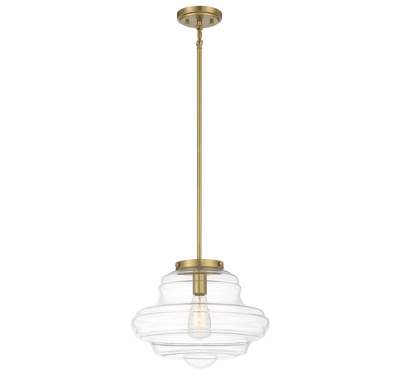 Meridian M7022NB One Light Pendant, Natural Brass