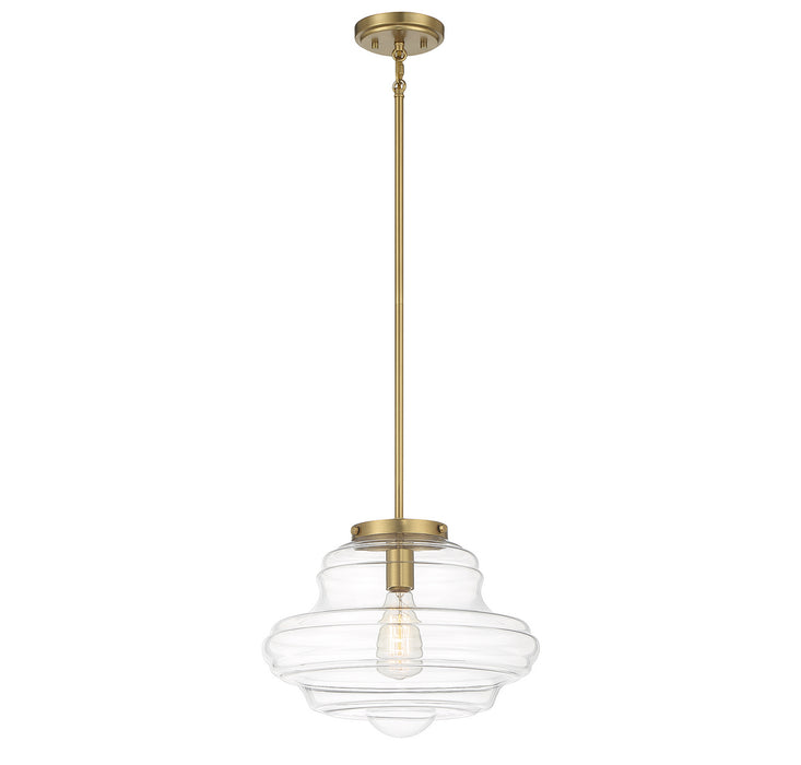 Meridian M7022NB One Light Pendant, Natural Brass