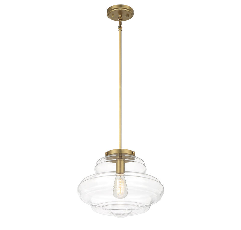 Meridian M7022NB One Light Pendant, Natural Brass