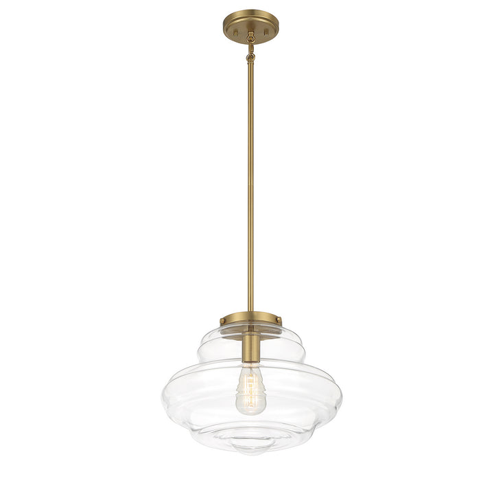 Meridian M7022NB One Light Pendant, Natural Brass