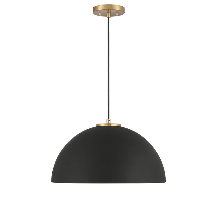 Meridian M7024MBKNB One Light Pendant, Matte Black with Natural Brass