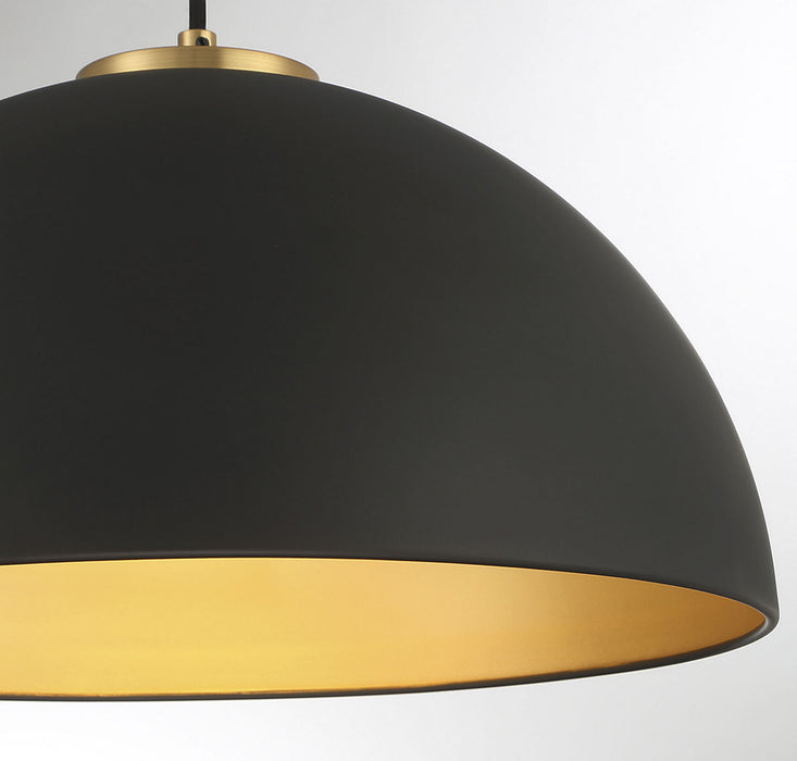 Meridian M7024MBKNB One Light Pendant, Matte Black with Natural Brass