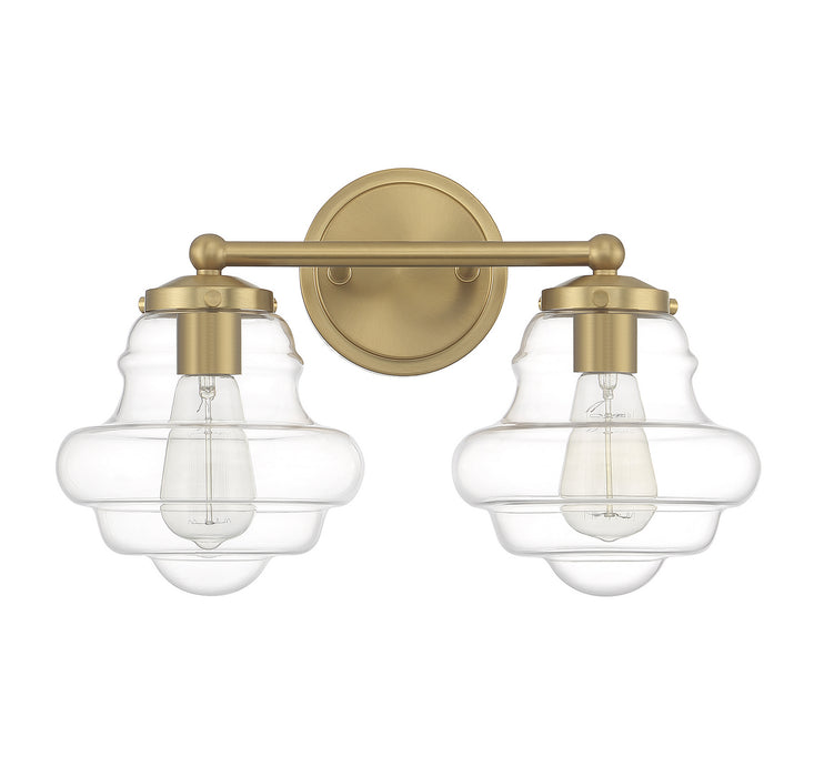 Meridian M80072NB Two Light Bathroom Vanity, Natural Brass
