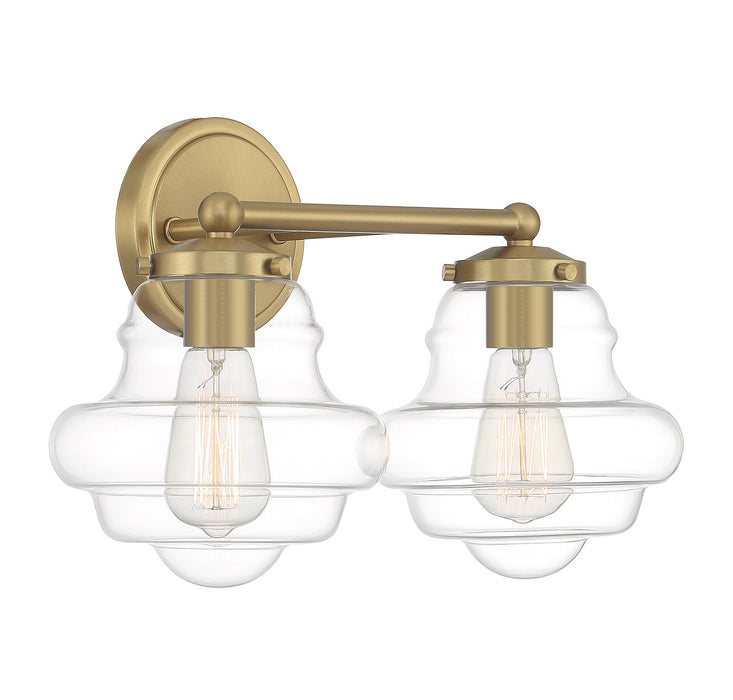 Meridian M80072NB Two Light Bathroom Vanity, Natural Brass