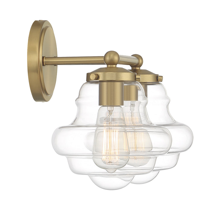 Meridian M80072NB Two Light Bathroom Vanity, Natural Brass