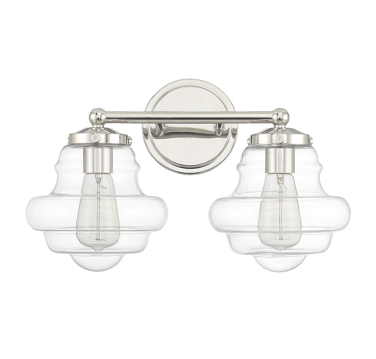 Meridian M80072PN Two Light Bathroom Vanity, Polished Nickel