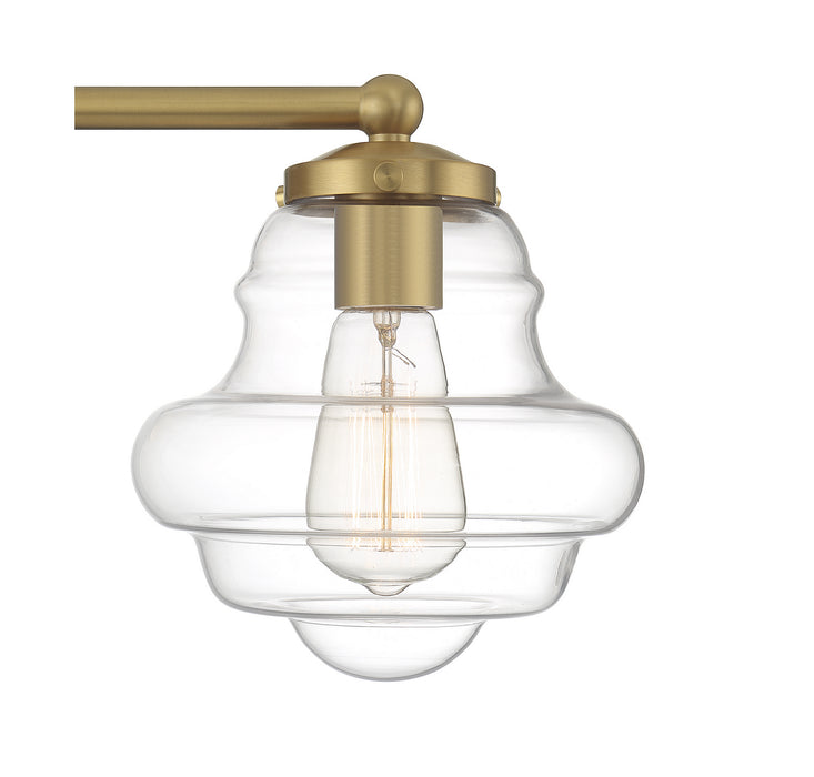 Meridian M80073NB Three Light Bathroom Vanity, Natural Brass