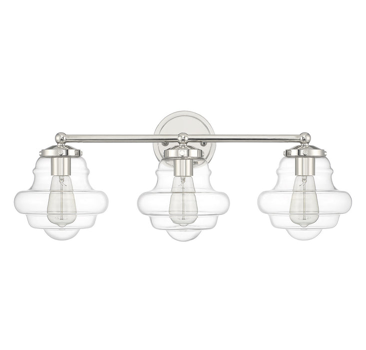 Meridian M80073PN Three Light Bathroom Vanity, Polished Nickel