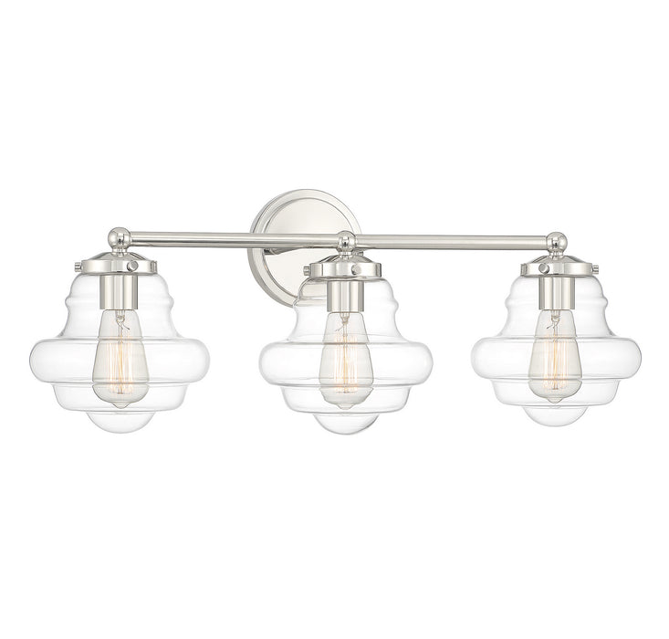 Meridian M80073PN Three Light Bathroom Vanity, Polished Nickel