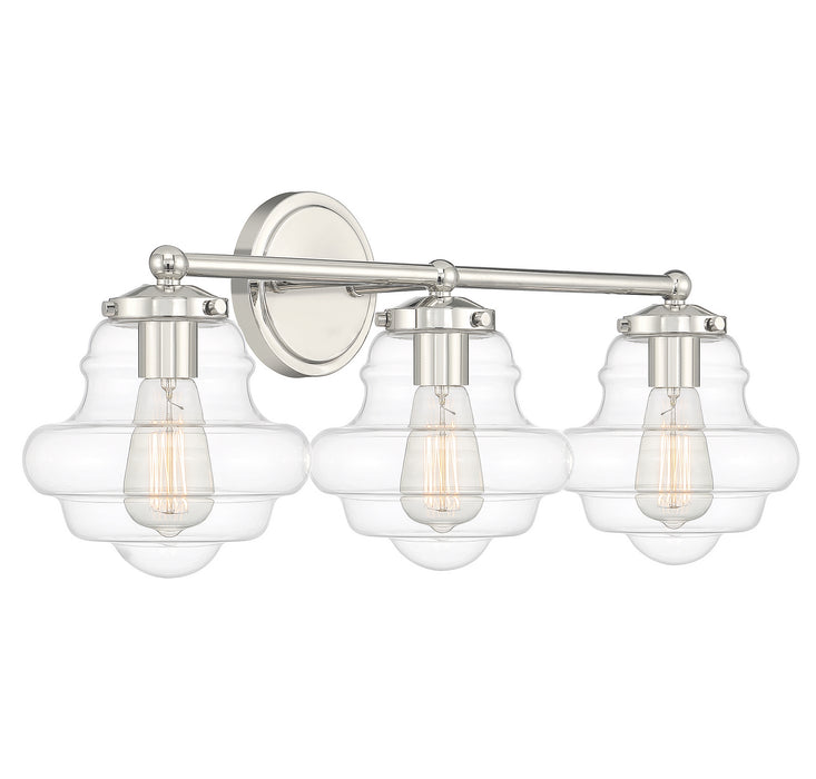Meridian M80073PN Three Light Bathroom Vanity, Polished Nickel