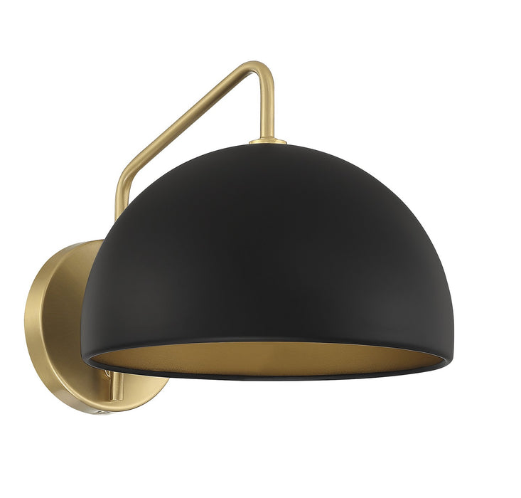 Meridian M90094MBKNB One Light Wall Sconce, Matte Black with Natural Brass