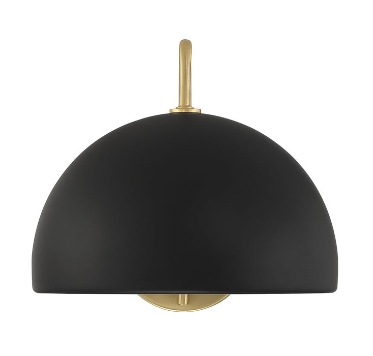 Meridian M90094MBKNB One Light Wall Sconce, Matte Black with Natural Brass