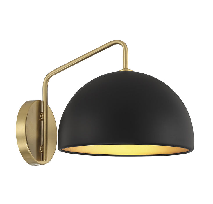 Meridian M90094MBKNB One Light Wall Sconce, Matte Black with Natural Brass