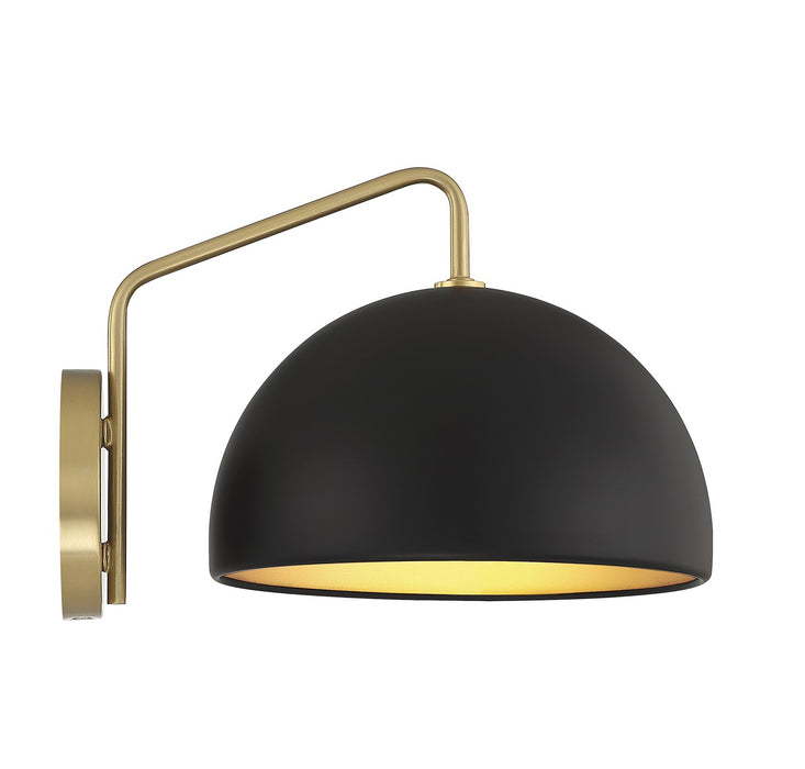 Meridian M90094MBKNB One Light Wall Sconce, Matte Black with Natural Brass