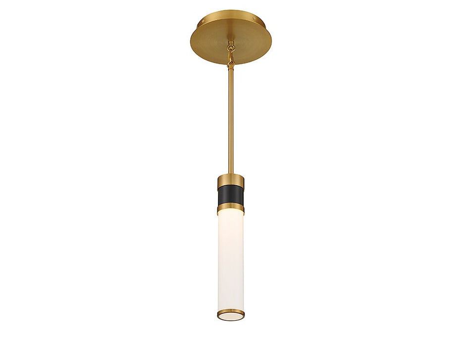Savoy House 7-1643-1-143 LED Mini Pendant, Matte Black with Warm Brass