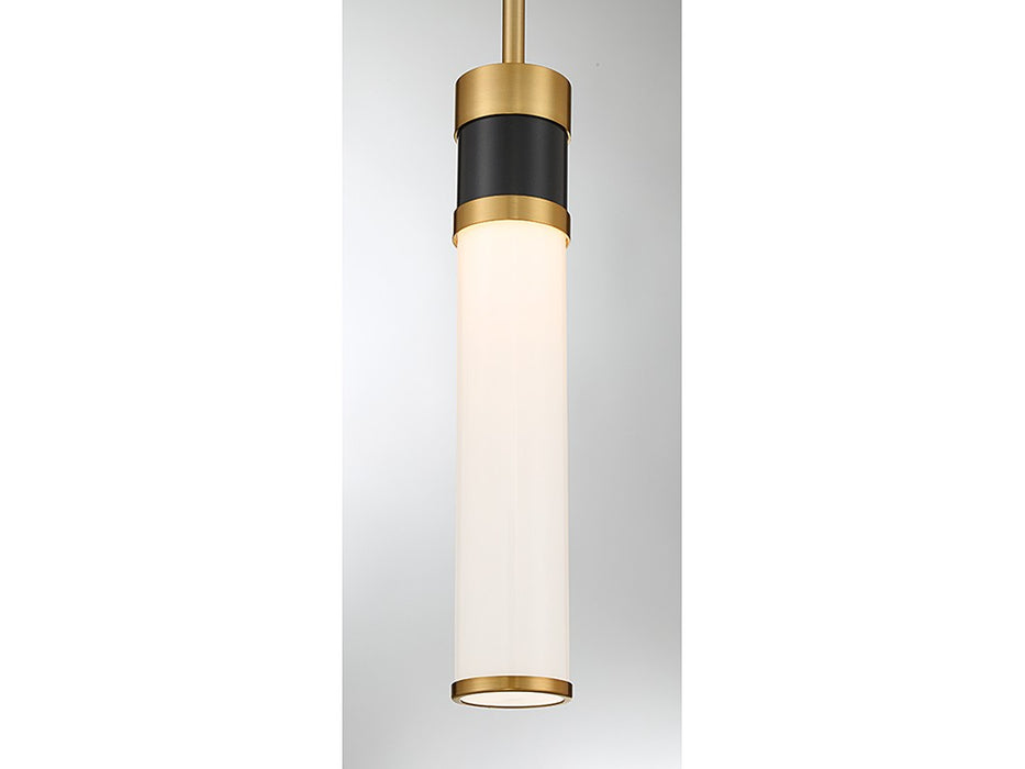 Savoy House 7-1643-1-143 LED Mini Pendant, Matte Black with Warm Brass